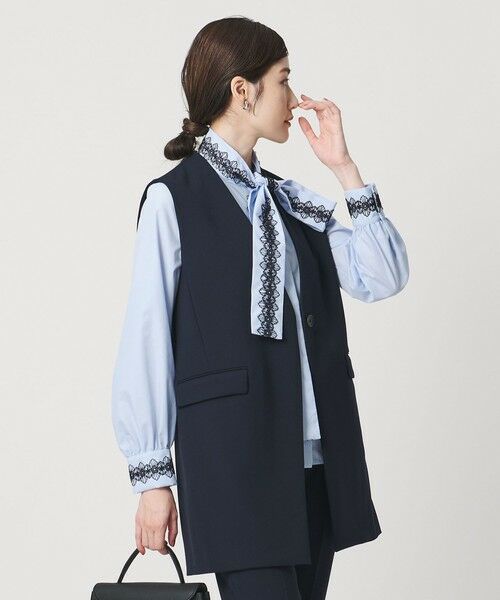 UNITED ARROWS / ユナイテッドアローズ シャツ・ブラウス | レース コンビ ボウタイ リボン ブラウス ‐ウォッシャブル‐ | 詳細8