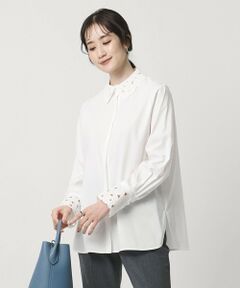 UNITED ARROWS ホワイト長袖ブラウス UNITED ARROWS（ユナイテッドアローズ）の「フラワーチュール