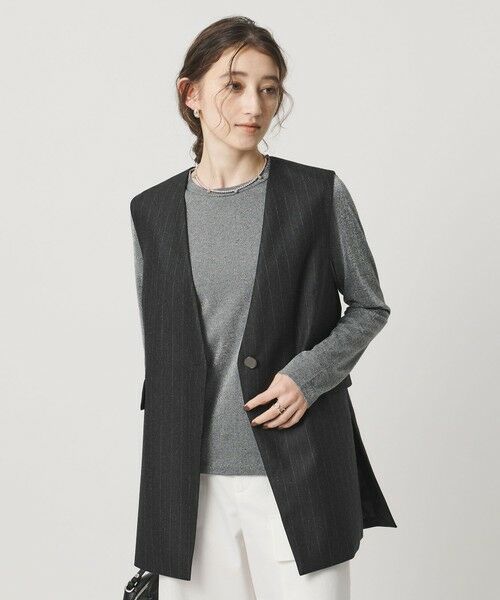 UNITED ARROWS / ユナイテッドアローズ テーラードジャケット | Vネック ノーカラー テーラード ベスト | 詳細10