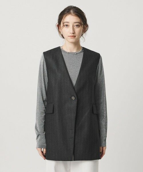 UNITED ARROWS / ユナイテッドアローズ テーラードジャケット | Vネック ノーカラー テーラード ベスト | 詳細12