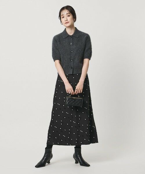 UNITED ARROWS / ユナイテッドアローズ ミニ・ひざ丈スカート | サテン フラワー ジャガード ロングスカート ブラック | 詳細3