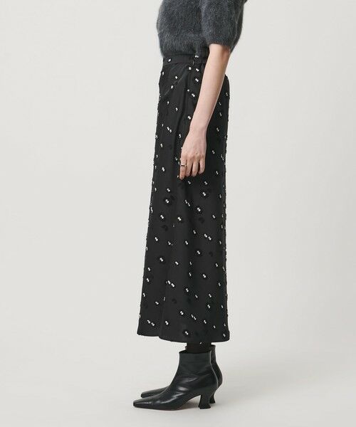 UNITED ARROWS / ユナイテッドアローズ ミニ・ひざ丈スカート | サテン フラワー ジャガード ロングスカート ブラック | 詳細5