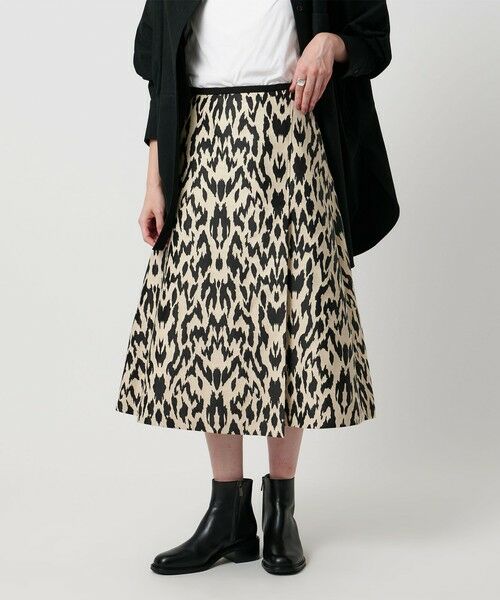 UNITED ARROWS/ユナイテッドアローズ レオパード ジャガード フレアスカート BEIGE M（38）