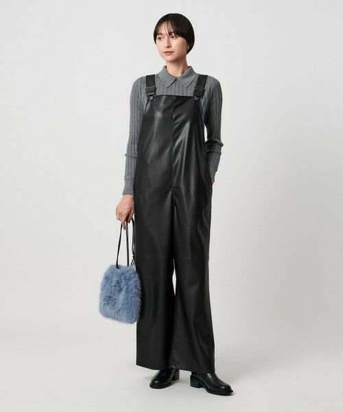 UNITED ARROWS/ユナイテッドアローズ レザーライク サロペット パンツ‐ウォッシャブル‐ BLACK M(38) UNITED ARROWS/ユナイテッドアローズ レザーライク サロペット パンツ‐ウォッシャブル‐ BLACK M(38)