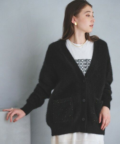 UNITED ARROWS / ユナイテッドアローズ カーディガン・ボレロ | フォックスカシミヤ スパンコール ミドル カーディガン | 詳細1