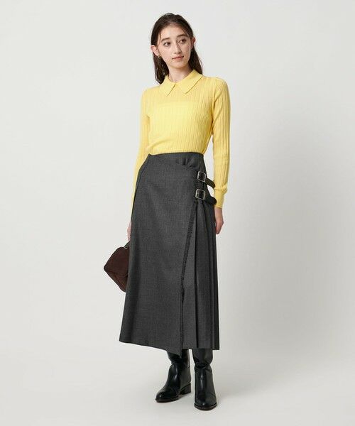 新品　オニールオブダブリン　ユナイテッドアローズ別注　プリーツロングスカート 別注】＜O'NEIL of DUBLIN＞プリーツ ロング スカート グレー