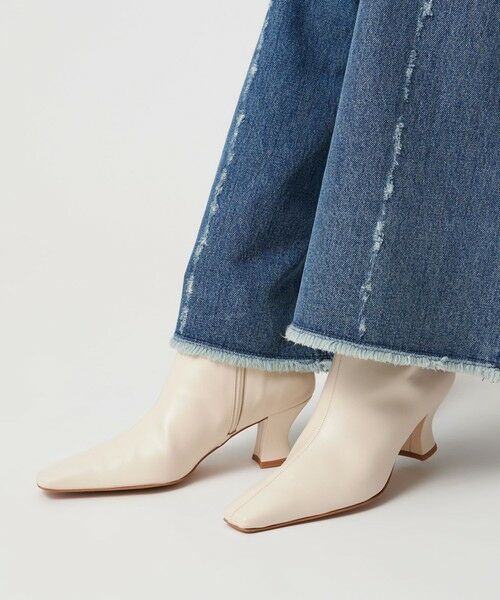 UNITED ARROWS / ユナイテッドアローズ ブーツ(ショート丈) | レザー ショートブーツ(OFF WHITE)