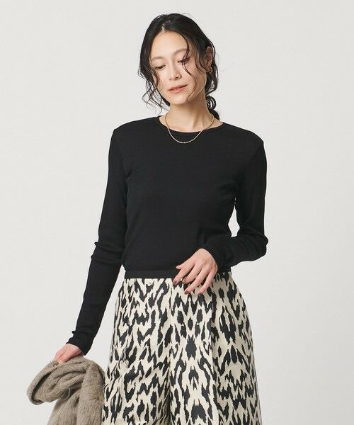 UNITED ARROWS/ユナイテッドアローズ コットン テレコ クルーネック カットソー BLACK FREE UNITED ARROWS/ユナイテッドアローズ コットン テレコ クルーネック カットソー BLACK FREE