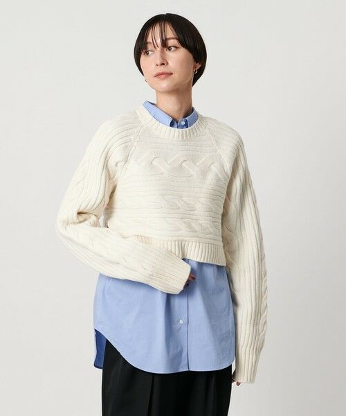 UNITED ARROWS / ユナイテッドアローズ ニット・セーター | ケーブル ショート ニットプルオーバー | 詳細1