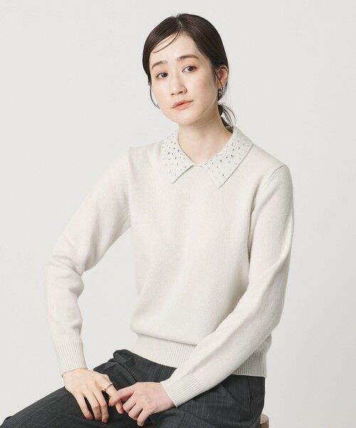 UNITED ARROWS / ユナイテッドアローズ ニット・セーター | ラインストーン ポロ ニット | 詳細1