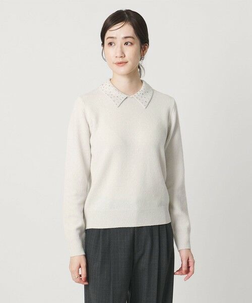 UNITED ARROWS / ユナイテッドアローズ ニット・セーター | ラインストーン ポロ ニット | 詳細3