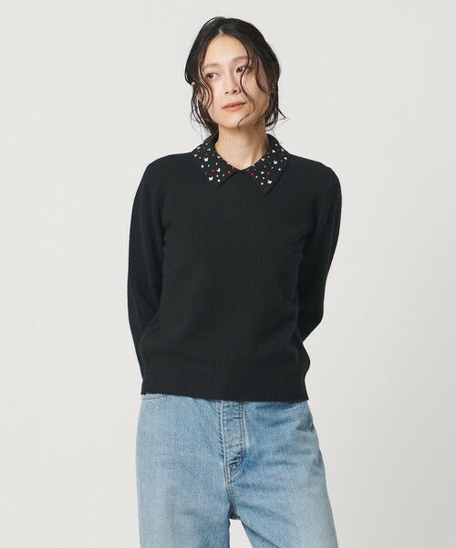 UNITED ARROWS / ユナイテッドアローズ ニット・セーター | ラインストーン ポロ ニット | 詳細10