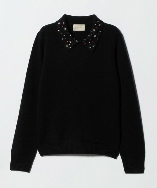 UNITED ARROWS/ユナイテッドアローズ ラインストーン ポロ ニット BLACK FREE UNITED ARROWS/ユナイテッドアローズ ラインストーン ポロ ニット BLACK FREE