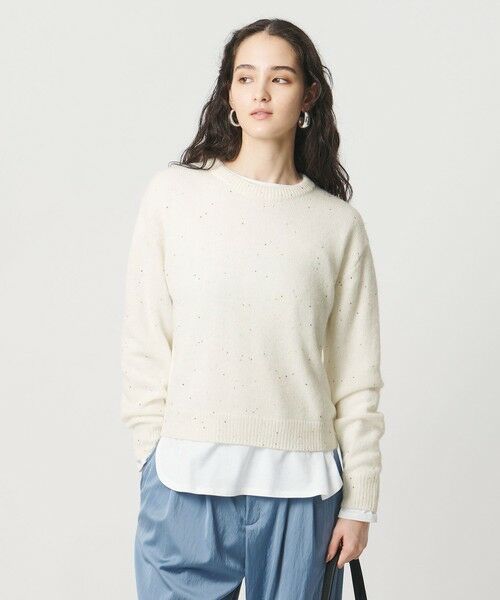 UNITED ARROWS / ユナイテッドアローズ ニット・セーター | フラワー スパンコール クルーネック ニット | 詳細1