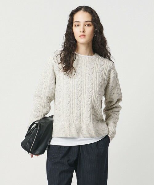 UNITED ARROWS/ユナイテッドアローズ ミックス カラー ケーブル プルオーバー ニット WHITE FREE UNITED ARROWS/ユナイテッドアローズ ミックス カラー ケーブル プルオーバー ニット WHITE FREE