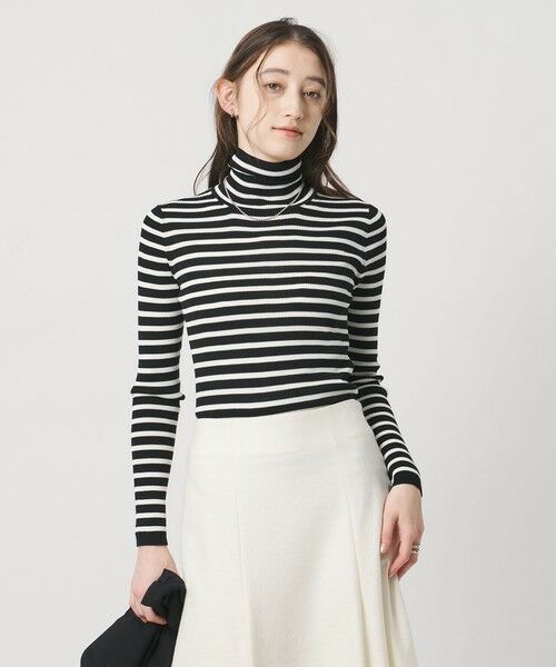 UNITED ARROWS / ユナイテッドアローズ ニット・セーター | リブ ボーダー タートル ニット | 詳細1