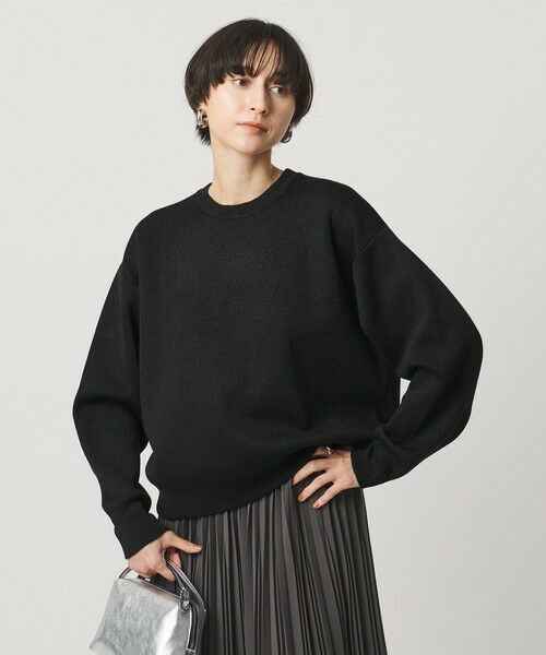 UNITED ARROWS / ユナイテッドアローズ ニット・セーター | ラメ ニット スウェット ‐ウォッシャブル‐(BLACK)