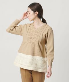 UNITED ARROWS / ユナイテッドアローズ ニット・セーター | ケーブル Vネック ニット ‐ウォッシャブル‐