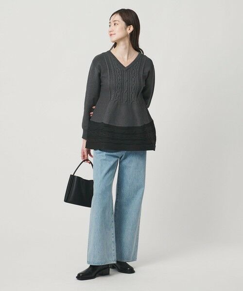 UNITED ARROWS / ユナイテッドアローズ ニット・セーター | ケーブル Vネック ニット ‐ウォッシャブル‐ | 詳細1