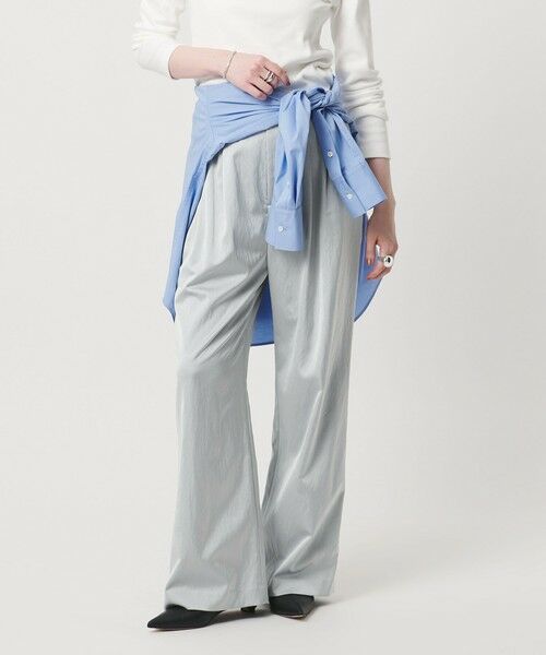 UNITED ARROWS/ユナイテッドアローズ サテン 2タック ストレート パンツ SILVER M(38) UNITED ARROWS/ユナイテッドアローズ サテン 2タック ストレート パンツ SILVER M(38)