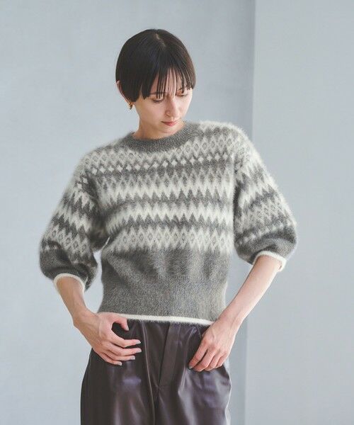 UNITED ARROWS / ユナイテッドアローズ ニット・セーター | フォックスカシミヤ  パフスリーブ ジャガードニット | 詳細1