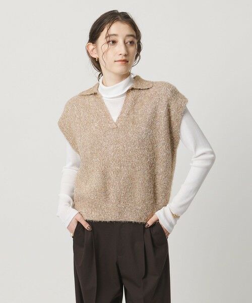 UNITED ARROWS/ユナイテッドアローズ グリッター スキッパーポロ ベスト GOLD FREE