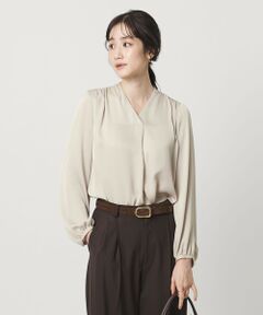 UNITED ARROWS / ユナイテッドアローズ シャツ・ブラウス | バック サテン Vネック ロングスリーブ ブラウス ‐ウォッシャブル‐