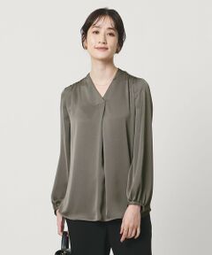UNITED ARROWS / ユナイテッドアローズ シャツ・ブラウス | バック サテン Vネック ロングスリーブ ブラウス ‐ウォッシャブル‐
