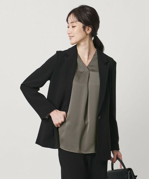 UNITED ARROWS / ユナイテッドアローズ シャツ・ブラウス | バック サテン Vネック ロングスリーブ ブラウス ‐ウォッシャブル‐ | 詳細14