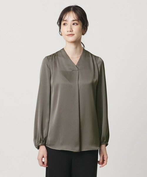UNITED ARROWS / ユナイテッドアローズ シャツ・ブラウス | バック サテン Vネック ロングスリーブ ブラウス ‐ウォッシャブル‐ | 詳細15