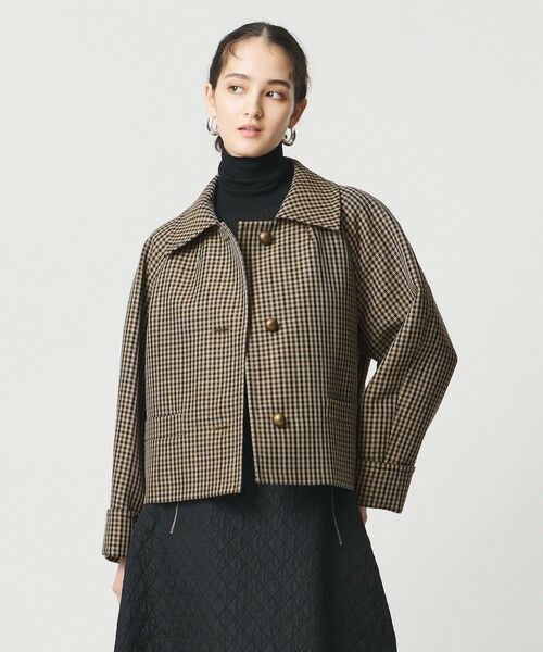 UNITED ARROWS / ユナイテッドアローズ ステンカラーコート | チェック ショート ジャケット | 詳細1