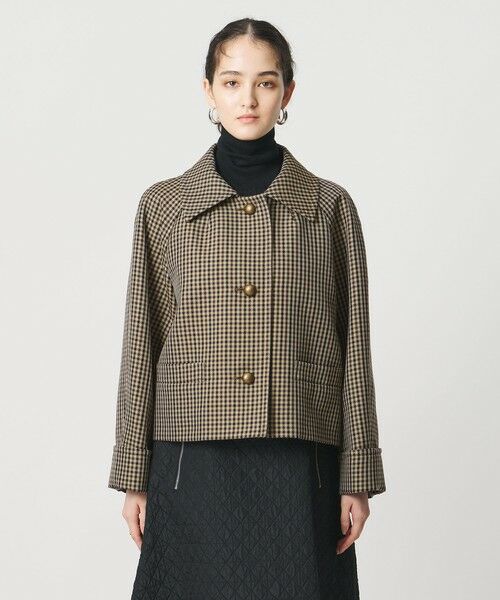 UNITED ARROWS / ユナイテッドアローズ ステンカラーコート | チェック ショート ジャケット | 詳細4