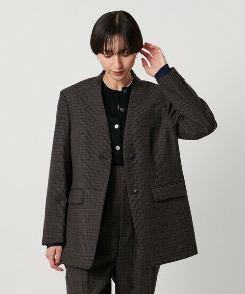 UNITED ARROWS / ユナイテッドアローズ ノーカラージャケット | ガンクラブ チェック ジャケット | 詳細1