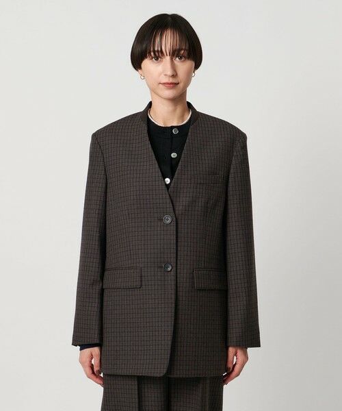 UNITED ARROWS / ユナイテッドアローズ ノーカラージャケット | ガンクラブ チェック ジャケット | 詳細4