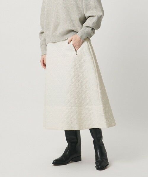 UNITED ARROWS / ユナイテッドアローズ ロング・マキシ丈スカート | ダイヤ キルト フレア スカート(OFF WHITE)