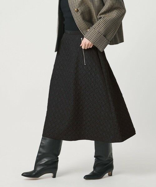 UNITED ARROWS / ユナイテッドアローズ ロング・マキシ丈スカート | ダイヤ キルト フレア スカート(BLACK)