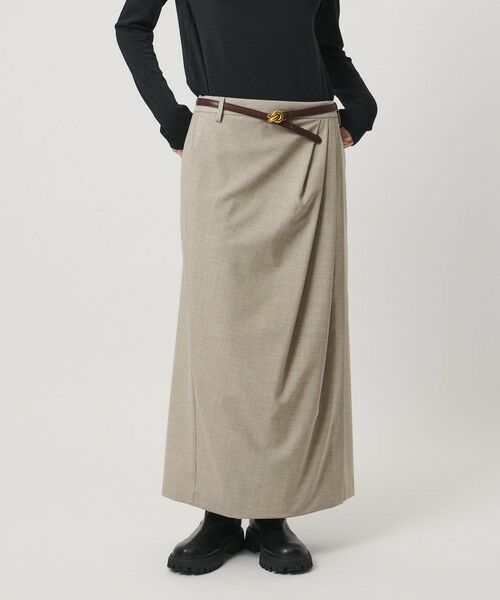 UNITED ARROWS / ユナイテッドアローズ ミニ・ひざ丈スカート | ドレープ アシンメトリー ロング スカート(NATURAL)