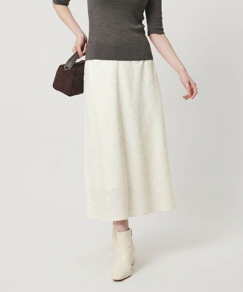 UNITED ARROWS / ユナイテッドアローズ ミニ・ひざ丈スカート | サテン フラワー ジャガード ロングスカート | 詳細1