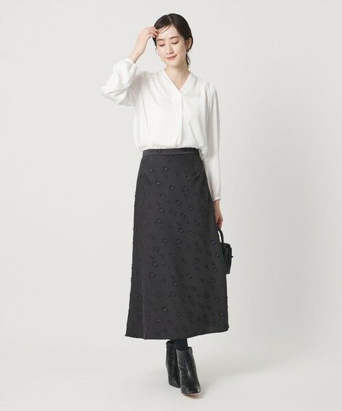 UNITED ARROWS / ユナイテッドアローズ ミニ・ひざ丈スカート | サテン フラワー ジャガード ロングスカート | 詳細15