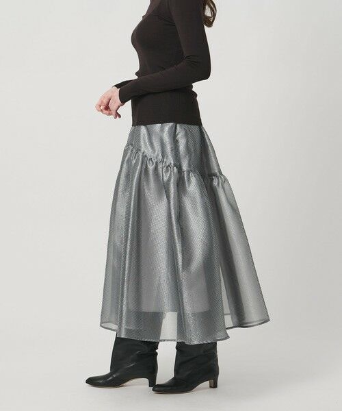 UNITED ARROWS / ユナイテッドアローズ ミニ・ひざ丈スカート | スケルトン シャイン ジャガード スカート ‐ウォッシャブル‐ | 詳細3