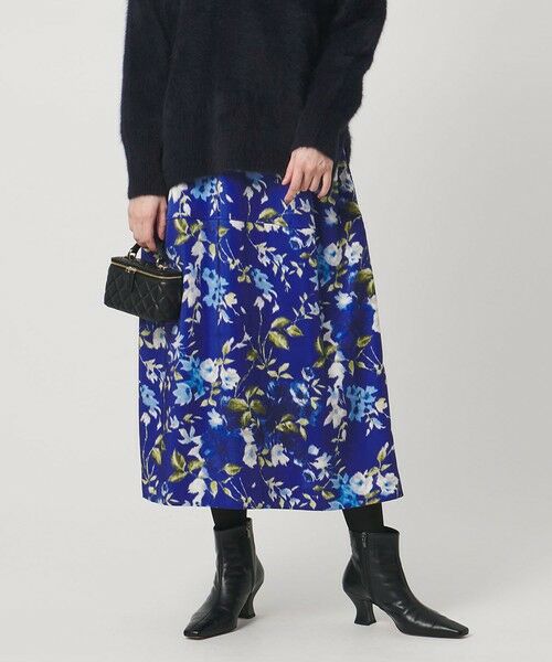 UNITED ARROWS / ユナイテッドアローズ ミニ・ひざ丈スカート | サテン コクーン プリント スカート ‐ウォッシャブル‐ | 詳細1