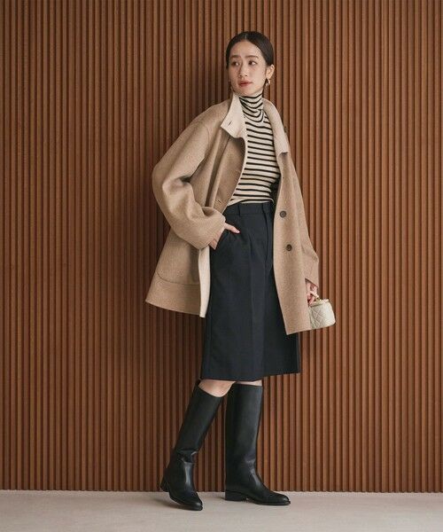 UNITED ARROWS/ユナイテッドアローズ バイカラー リバー Aライン コート MOCA 38 UNITED ARROWS/ユナイテッドアローズ バイカラー リバー Aライン コート MOCA 38
