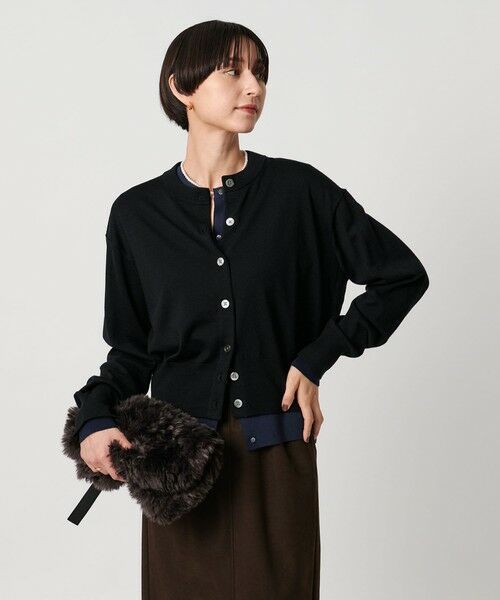 UNITED ARROWS/ユナイテッドアローズ ツイン クルーネック カーディガン BLACK FREE