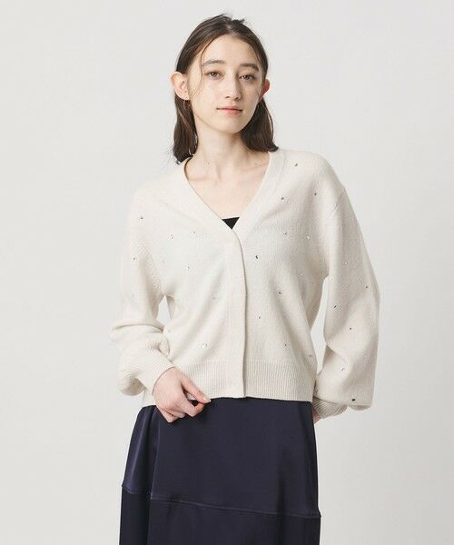 UNITED ARROWS / ユナイテッドアローズ カーディガン・ボレロ | ラインストーン カーディガン(OFF WHITE)