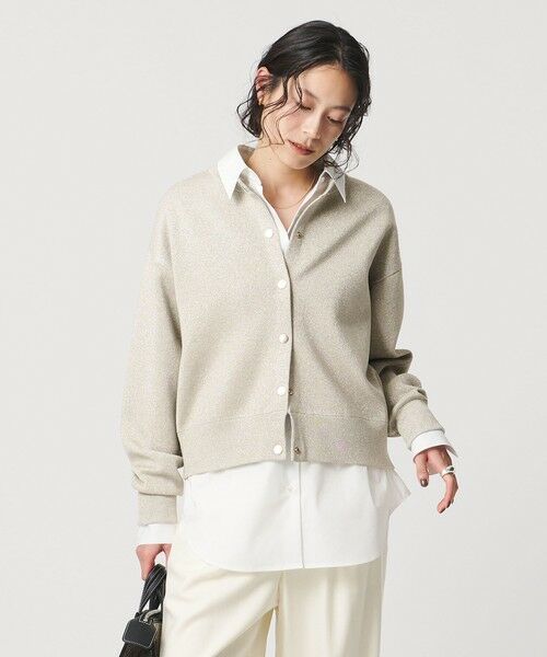 UNITED ARROWS/ユナイテッドアローズ ラメ ニット スウェット カーディガン ‐ウォッシャブル‐ NATURAL FREE UNITED ARROWS/ユナイテッドアローズ ラメ ニット スウェット カーディガン ‐ウォッシャブル‐ NATURAL FREE