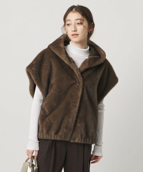 UNITED ARROWS/ユナイテッドアローズ ＜STUDIO AR＞OLENA リバーシブル フェイクファー ベスト DK. BROWN FREE（36）