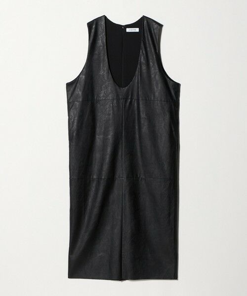 UNITED ARROWS / ユナイテッドアローズ ミニ丈・ひざ丈ワンピース | ＜SACRA＞レザーライク Uネック ワンピース | 詳細6