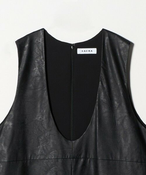 UNITED ARROWS / ユナイテッドアローズ ミニ丈・ひざ丈ワンピース | ＜SACRA＞レザーライク Uネック ワンピース | 詳細8
