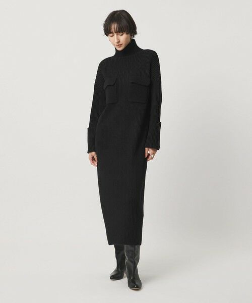 UNITED ARROWS / ユナイテッドアローズ ミニ丈・ひざ丈ワンピース | ＜SACRA＞Wポケット タートル リブ ワンピース | 詳細1