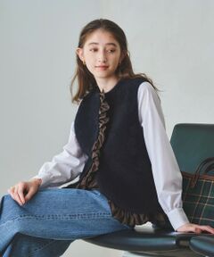UNITED ARROWS / ユナイテッドアローズ ベスト | フォックスカシミヤ フリルコンビ ベスト